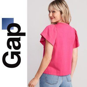 🏩GAP SPLIT NECK FLUTTER SLEEVE TOP🏩
